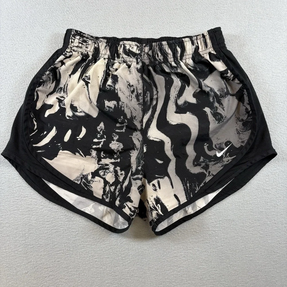 Nike Dri-FIT Tempo Running Shorts Womens Small Black Abstract Print Lined